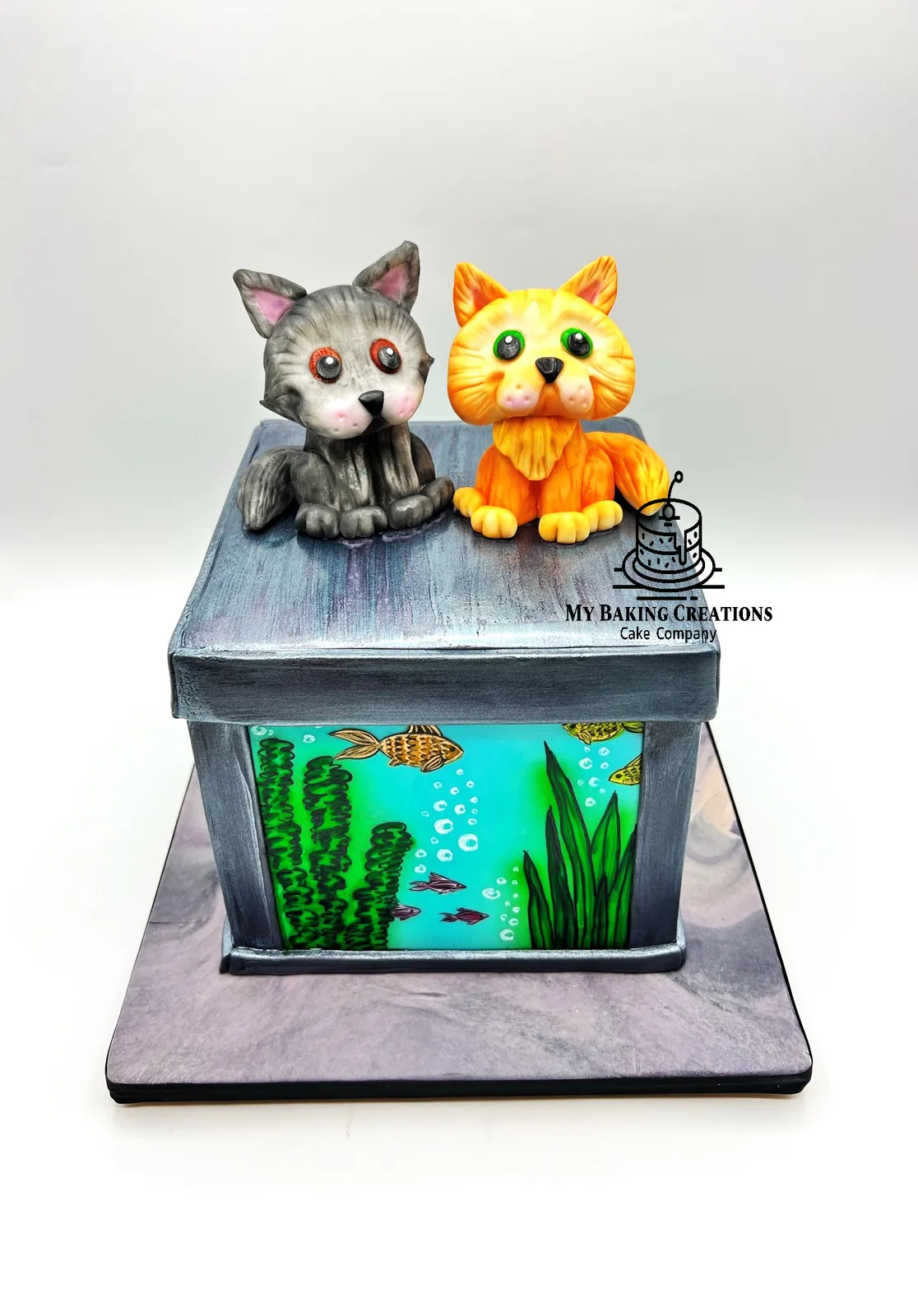 Custom aquarium ocean themed sculpted cake San Francisco bakery